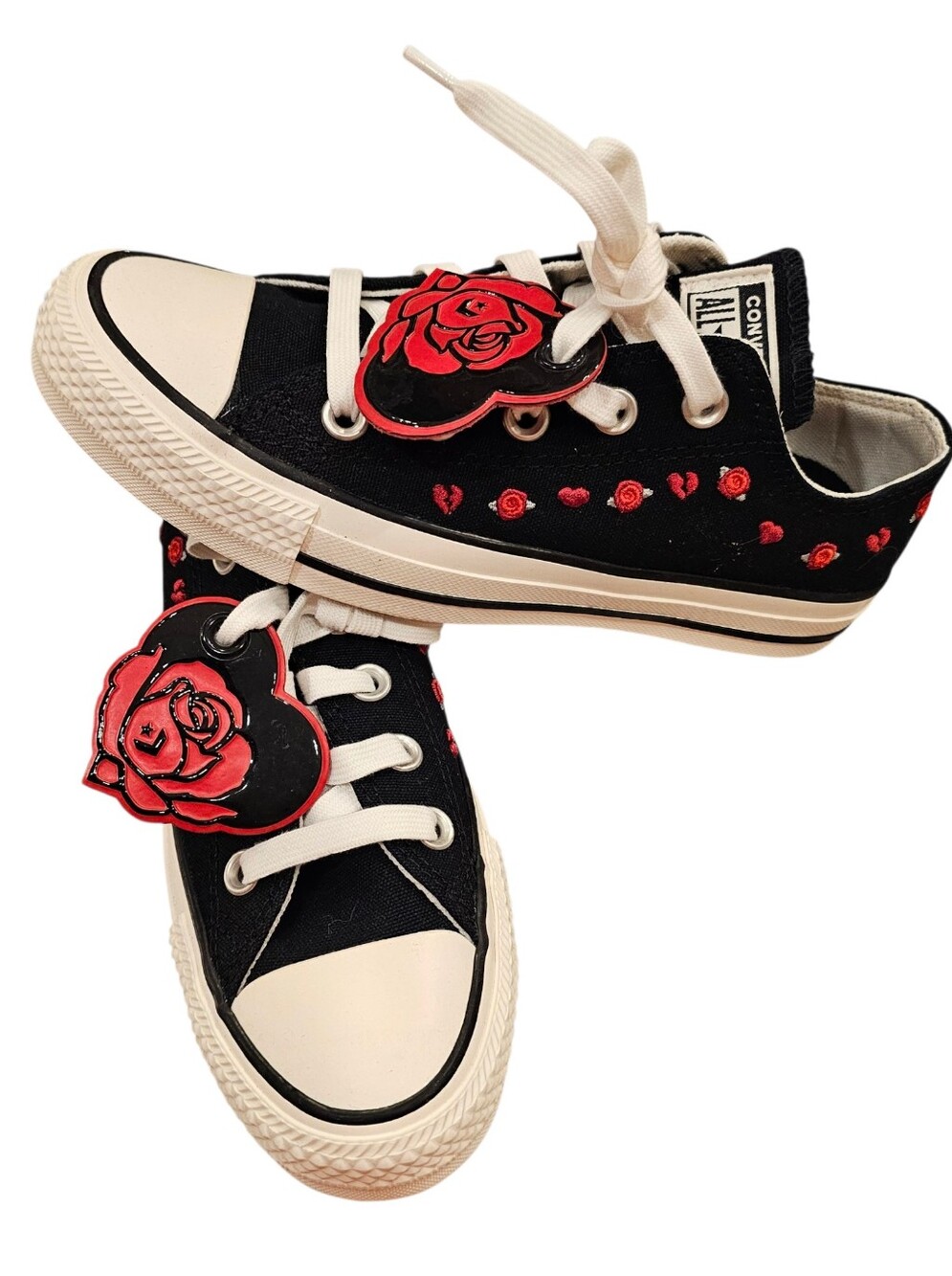 Converse Chuck Taylor All Star Heart & Rose Embroidered Low Top Black Sneaker 5